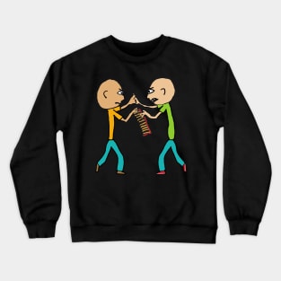 Two Bald Men Fighting Over A Comb Crewneck Sweatshirt